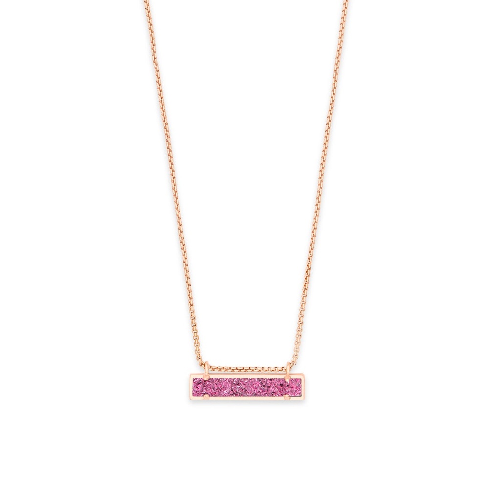 Kendra Scott Leanor Rose Gold Necklace Fuchsia NWT - Picture 1 of 5